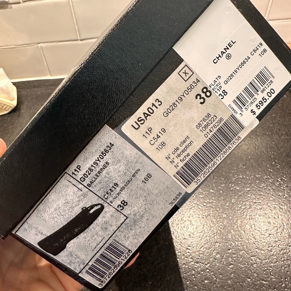 CHANEL CC Sheer Tweed Lamb Leather Cruise Spring Summer White Ballet Flats 38 - Picture 7 of 8